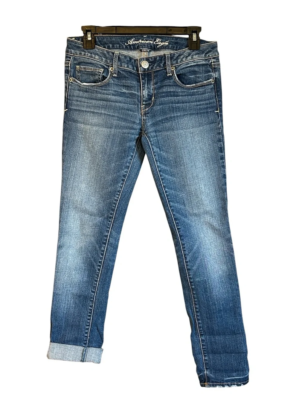 Vintage 2010 Y2K American Eagle AE Stretch Low Rise Skinny Jeans Size 6 Short - Picture 1 of 13